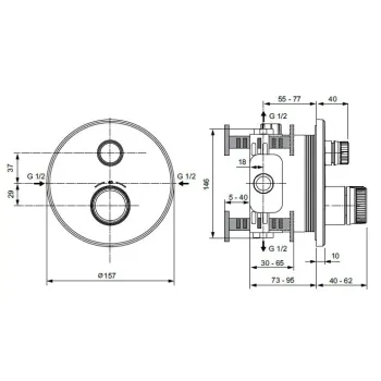 Смеситель для душа Ideal Standard CeraTherm Navigo, с термостатом, матовый черный, A7295XG