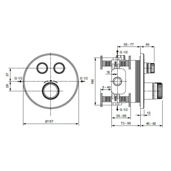 Смеситель для душа Ideal Standard CeraTherm Navigo, термостатический, матовый черный, A7296XG