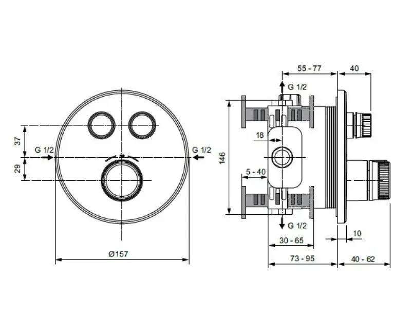 Смеситель для душа Ideal Standard CeraTherm Navigo, термостатический, матовый черный, A7296XG