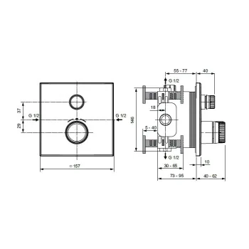 Смеситель для душа Ideal Standard CeraTherm Navigo, с термостатом, матовый черный, A7301XG