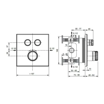 Смеситель для душа Ideal Standard CeraTherm Navigo, термостатический, матовый черный, A7302XG