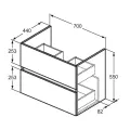 Шкаф для раковины Ideal Standard Eurovit+, 70x55x44 см, 2 ящика, темно-серый, R0261TI