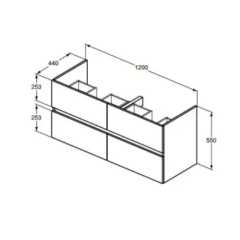 Vannas istabas skapītis Ideal Standard Eurovit+, 55x120x44 cm, 4 atvilktnes, ozols, R0267Y8