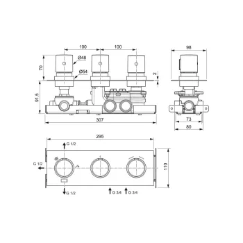Смеситель для душа Ideal Standard Ceratherm C100, с термостатом, матовый черный, A7664XG