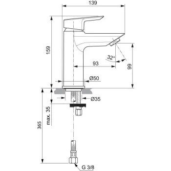 Смеситель для раковины Ideal Standard Tesi, хром, A6559AA