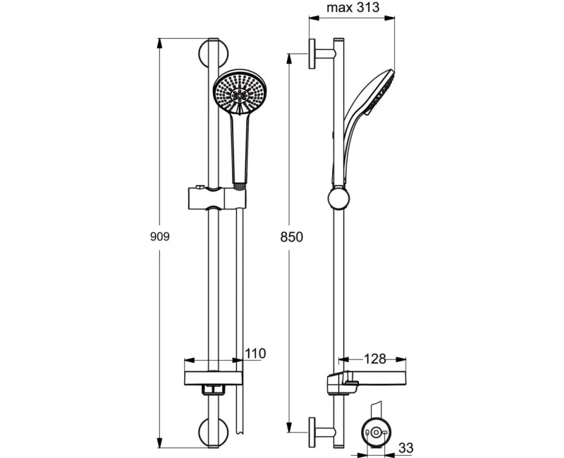 Dušas komplekts Ideal Standard Idealrain, 3 režīmi, hroms, B9417AA