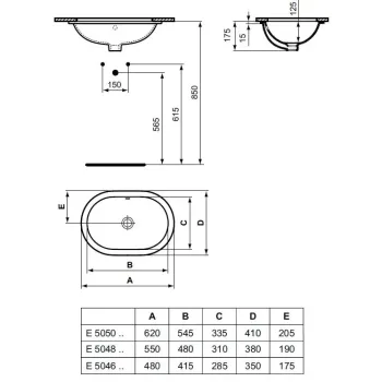 Раковина Ideal Standard Connect, 55x38 см, с переливом, белая, E504801
