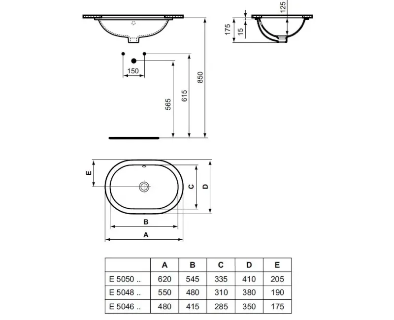 Раковина Ideal Standard Connect, 55x38 см, с переливом, белая, E504801
