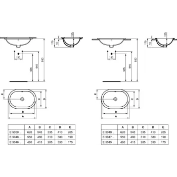 Встраиваемая раковина Ideal Standard Connect, с переливом, белая, E504901