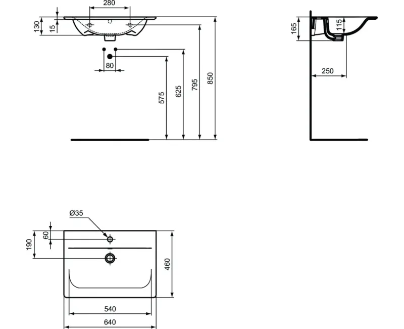 Izlietne skapītim Ideal Standard Connect Air, ar atveri, balta, E0289MA