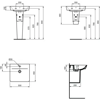Полуколонна Ideal Standard Connect Air, снежно-белая, E030901