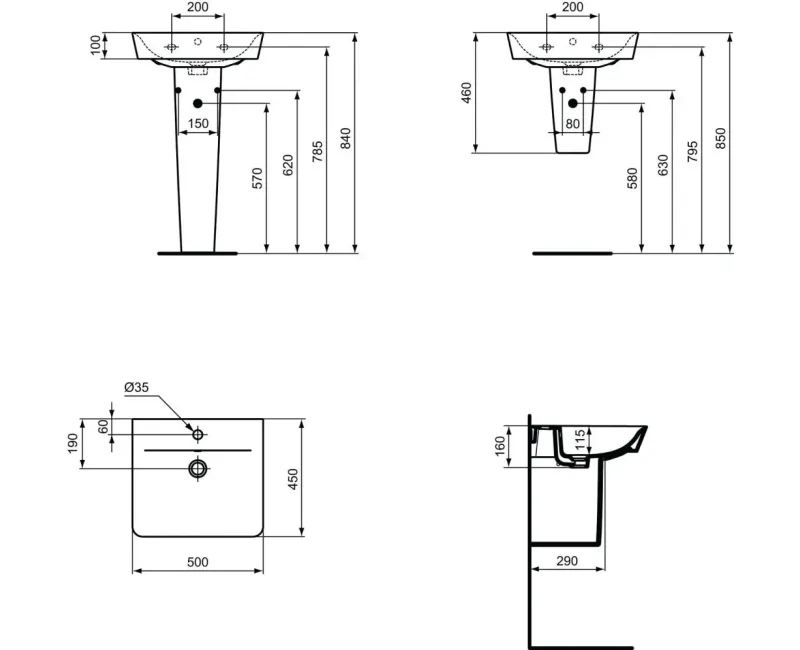 Полуколонна Ideal Standard Connect Air, снежно-белая, E030901