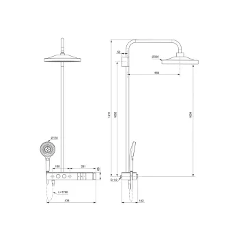 Dušas komplekts Ideal Standard Ceratherm Solos, ar termostatu, 33 cm, matēts zelts, A7883A2