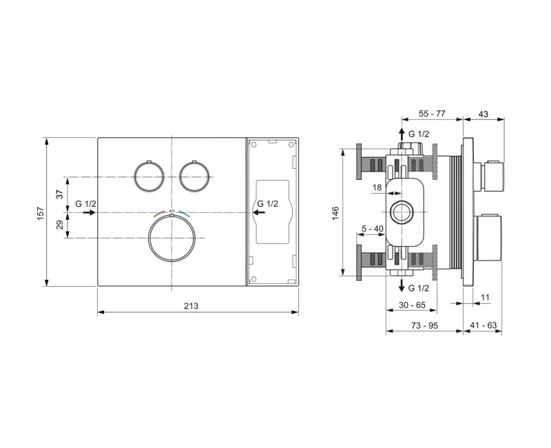 Смеситель для душа Ideal Standard Ceratherm Navigo Solos, с термостатом, Silver Storm, A7894GN
