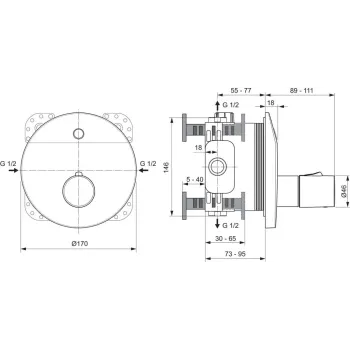 Смеситель для душа Ideal Standard CeraPlus, с регулировкой температуры, хром, A6155AA