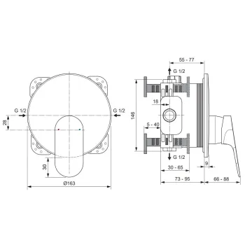 Смеситель для душа Ideal Standard Ceralife O, встраиваемый, хром, BE024AA