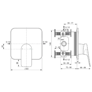 Смеситель для душа Ideal Standard Ceralife C, встраиваемый, хром, BE062AA