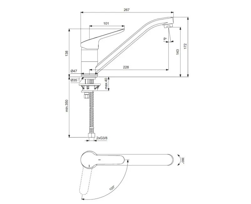 Virtuves maisītājs Ideal Standard CeraFlex, BlueStart, hroms, BC129AA