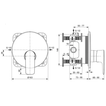 Смеситель для душа Ideal Standard Connect Air, встраиваемый, хром, A7034AA