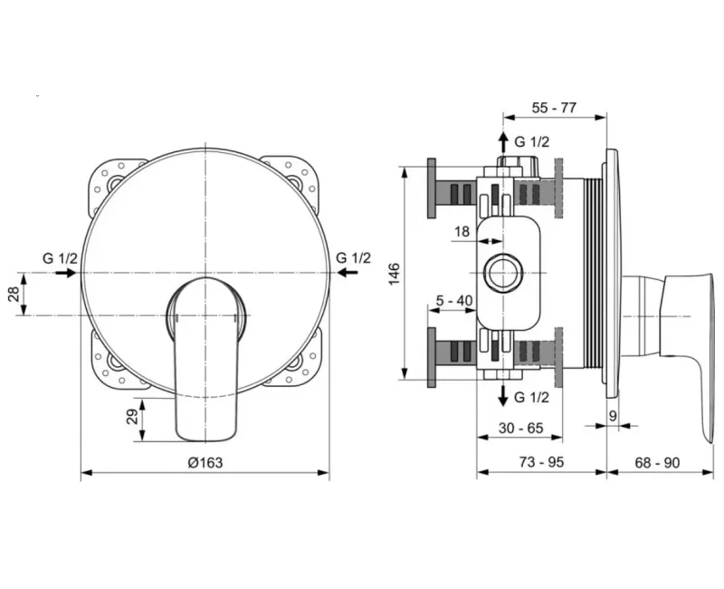 Смеситель для душа Ideal Standard Connect Air, встраиваемый, хром, A7034AA