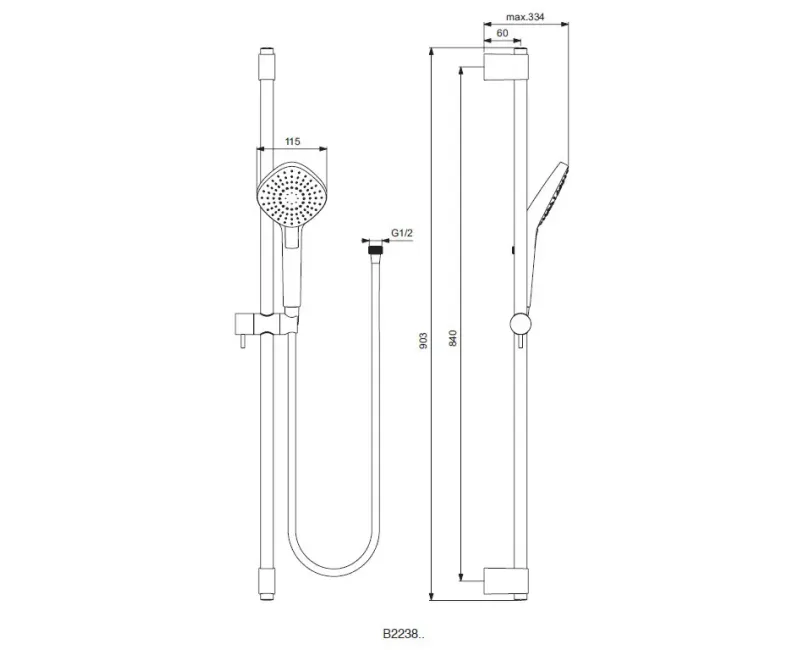 Набор для душа Ideal Standard Idealrain Evo Jet, 3 режима, хром, B2238AA