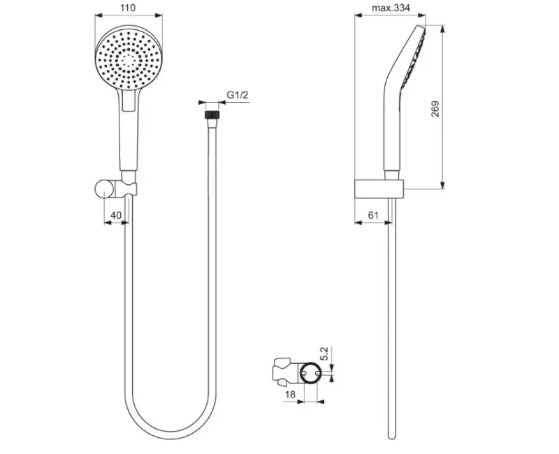 Набор для душа Ideal Standard IdealRain Evo, 3 режима, хром, B2404AA