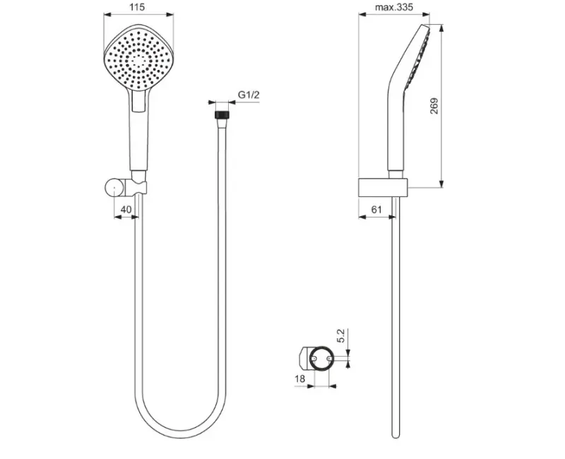 Набор для душа Ideal Standard IdealRain Evo, с 3 режимами, хром, B2405AA