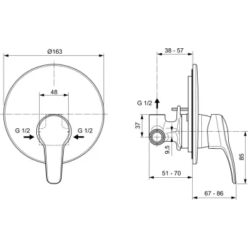 Смеситель для душа Ideal Standard Oglio, встраиваемый, хром, A7162AA