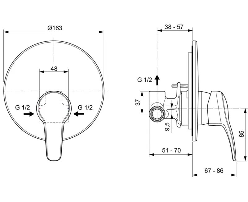 Смеситель для душа Ideal Standard Oglio, встраиваемый, хром, A7162AA