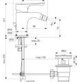 Bidė maišytuvas Ideal Standard Alpha, su vožtuvu, chromas, BC487AA
