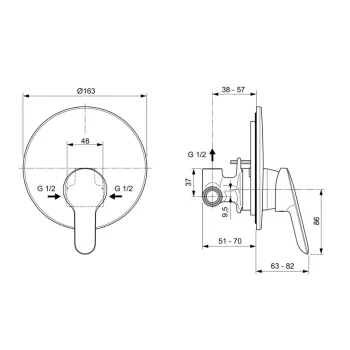 Смеситель для душа Ideal Standard Alpha, встраиваемый, хром, A7184AA