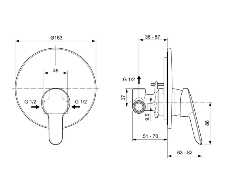 Dušas maisītājs Ideal Standard Alpha, iebūvējamais, hroms, A7184AA