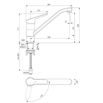 Virtuves maisītājs Ideal Standard CeraFlex, ar BlueStart, hroms, BC132AA