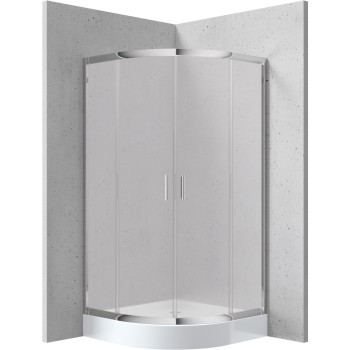 Dušas kabīne Deante FUNKIA 90x90cm Pusapaļa FROSTED stikls, H=170cm Hromēti profili