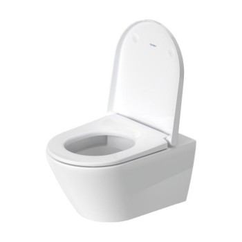 Piekaramais tualetes pods Duravit D-Neo Rimless,  ar QR/SC vāku, 370x540 mm, Durafix, balts