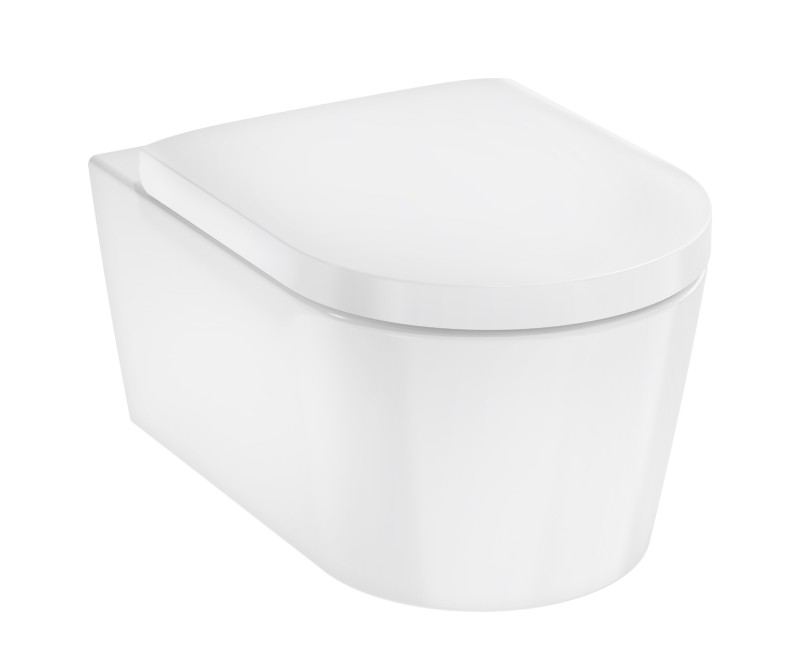 Piekaramais pods Hansgrohe EluPura S ar SoftClose QuickRelease vāku, AquaFall Flush, HygieneEffect, balts 62021450