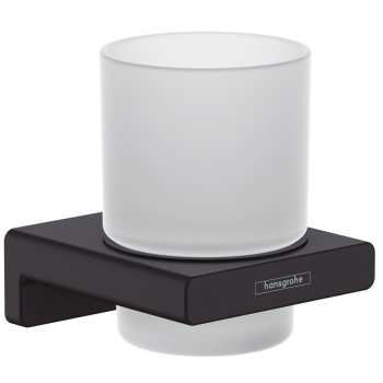 Glāze ar turētāju Hansgrohe AddStoris, matēta melna
