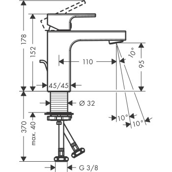 Hansgrohe Vernis Shape praustuvo maišytuvas su kamščiu, 71561670
