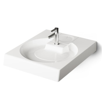 Izlietne PAA CLARO GRANDE Akmens masas 600x750mm ar Sifonu un Kronšteini balta