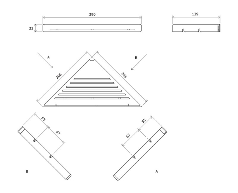 Ravak SLIM C Stūra plaukts 290x139 mm, satīns/hroms X07P578
