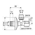 SCHELL Stūra ventīlis 1/2 x 3/8(10), hromēts 049170699