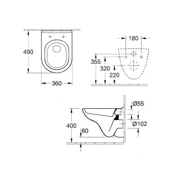 Pakabinamas tualeto puodas Villeroy & Boch O.Novo Compact, SoftClose dangtis, baltas