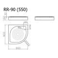 Vispool Zemais pusapaļš dušas paliktnis RZ-90 R-550 900x900