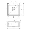 Virtuves izlietne Deante EVORA 500x500X216mm Metāliski pelēks