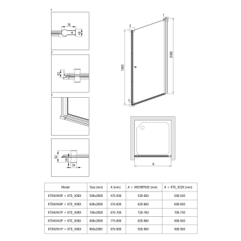 Dušas kabīne Deante KERRIA PLUS 90x90cm caurspīdīgs stikls, Hromēti profili