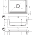 MOMI 1-BOWL ГРАНИТОВАЯ МОЙКА 560x520x220, 3,5", ГРАФИТОВЫЙ МЕТАЛЛИК, С ЭКОНОМЯЩИМ ПРОСТРАНСТВОМ NERO CLICK