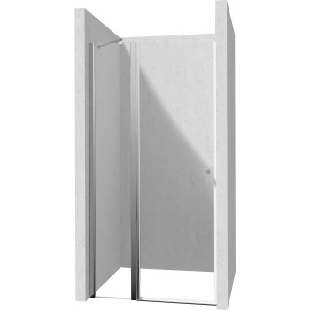 Dušas durvis Deante KERRIA PLUS 110cm (ielokāmas) TotalWhite stikls, Hromēti profili