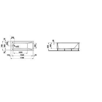 Ванна Laufen Pro Акрил 1700х700х460 Белая