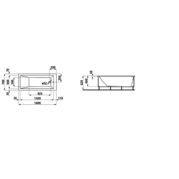 Ванна Laufen Pro Акрил 1600х700х620 Белая