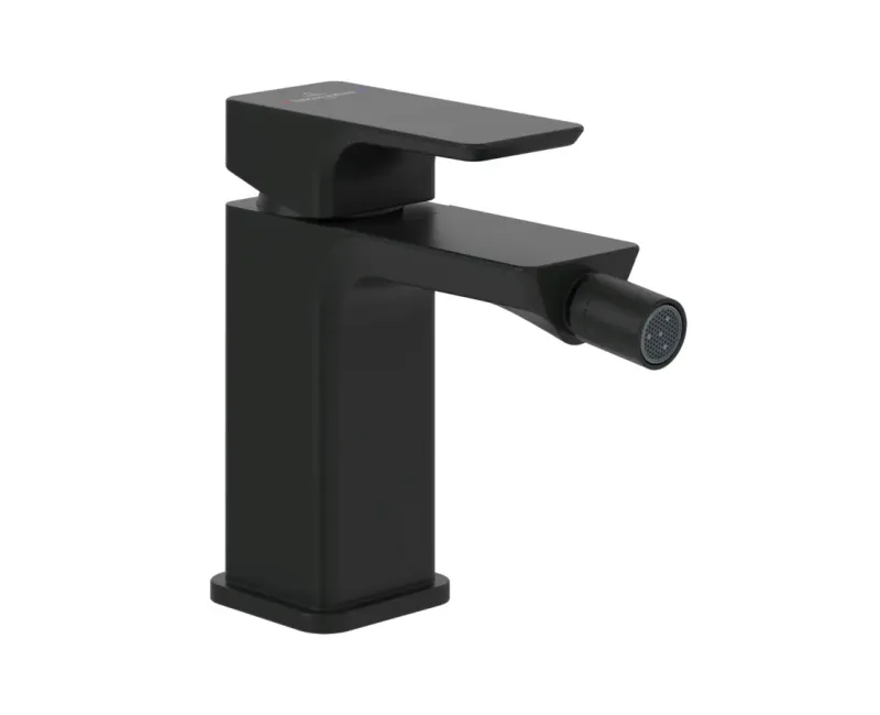 Bidē maisītājs Villeroy & Boch Subway 3.0, ar vārstu, ar keramisko kaseti, AirPlus, SmartPressure, EasyClean, Adjustable Plus, izteka 122 mm, matēts melns, TVB112001000K5